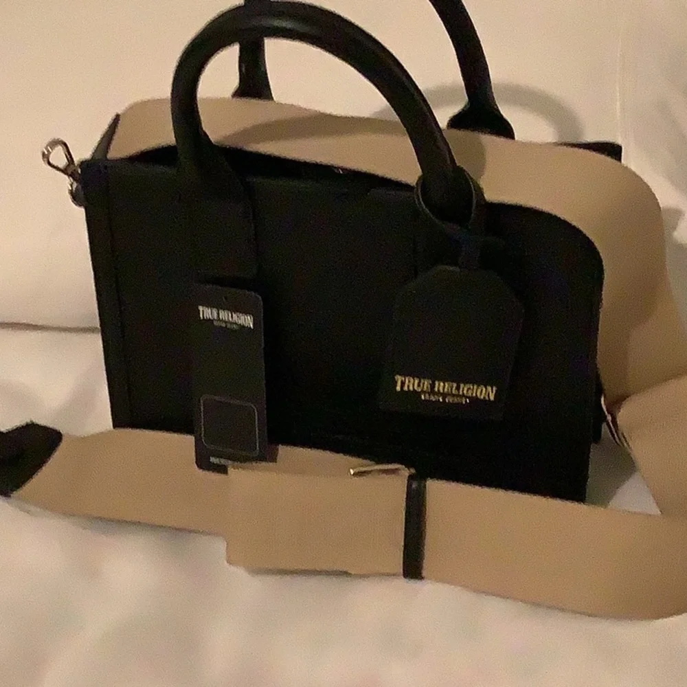 True Religion Black Leather satchel new with tag